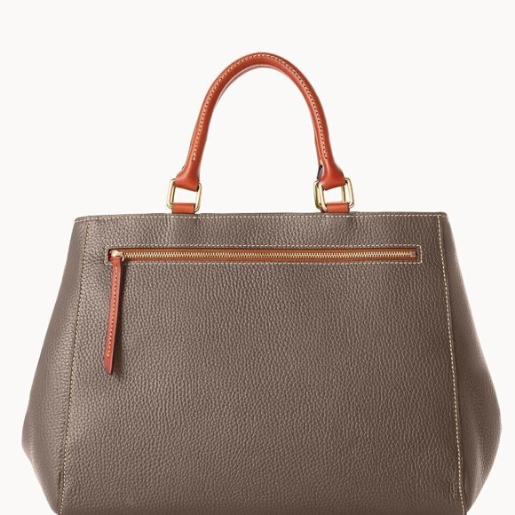 Dooney & Bourke Pebble Leather Zip Satchel Shoulder Bag Large - Picture 14 of 16